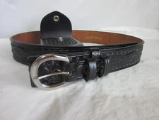 Dutyman 1721U Size 36 Full Grain Leather Black Basketweave belt & handcuff case