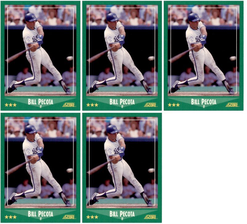 (5) 1988 Score #377 Bill Pecota RC Kansas City Royals Card Lot