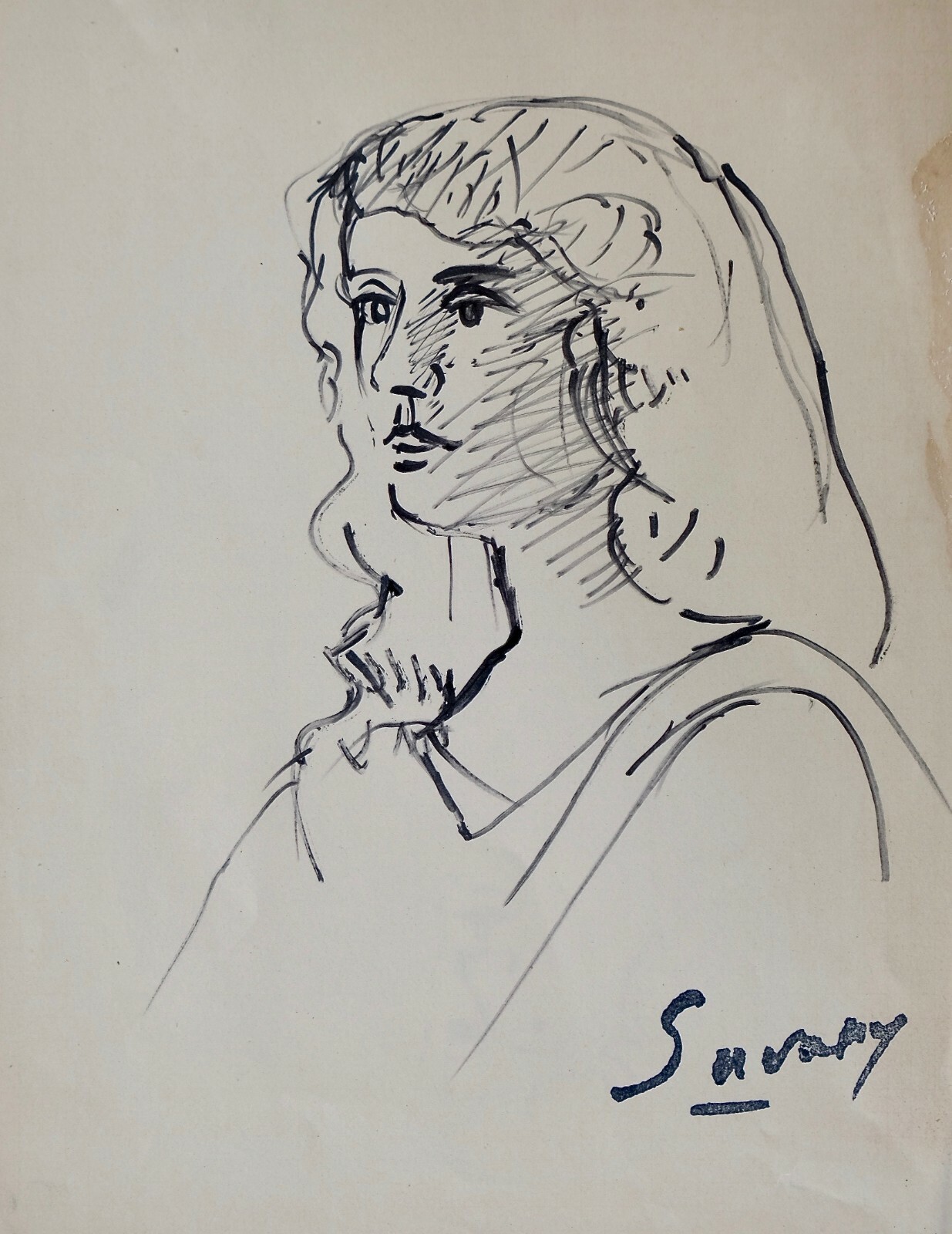 Robert Savary Original Felt Portrait Drawing 8