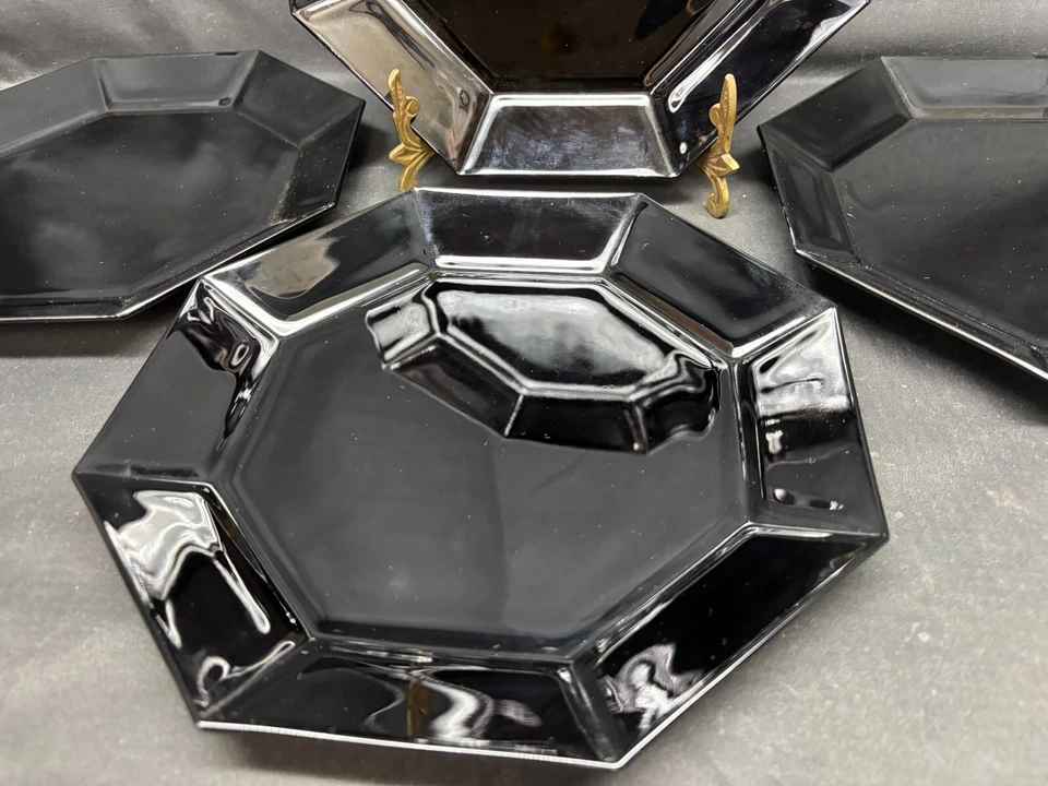 Набор из 4 ~ Arcoroc «OCTIME BLACK» Франция ~ обеденные тарелки ~ 9 3/4 - Изображение 2 из 4