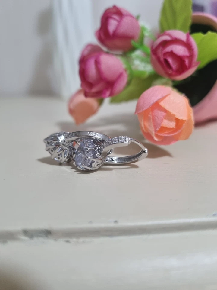 Orecchini cuore trasparente argento 925 NUOVI - Immagine 3 di 4