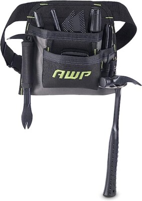 AWP Handyman Tool Apron 6 Pockets and Loops Tool Organization Black and Gray