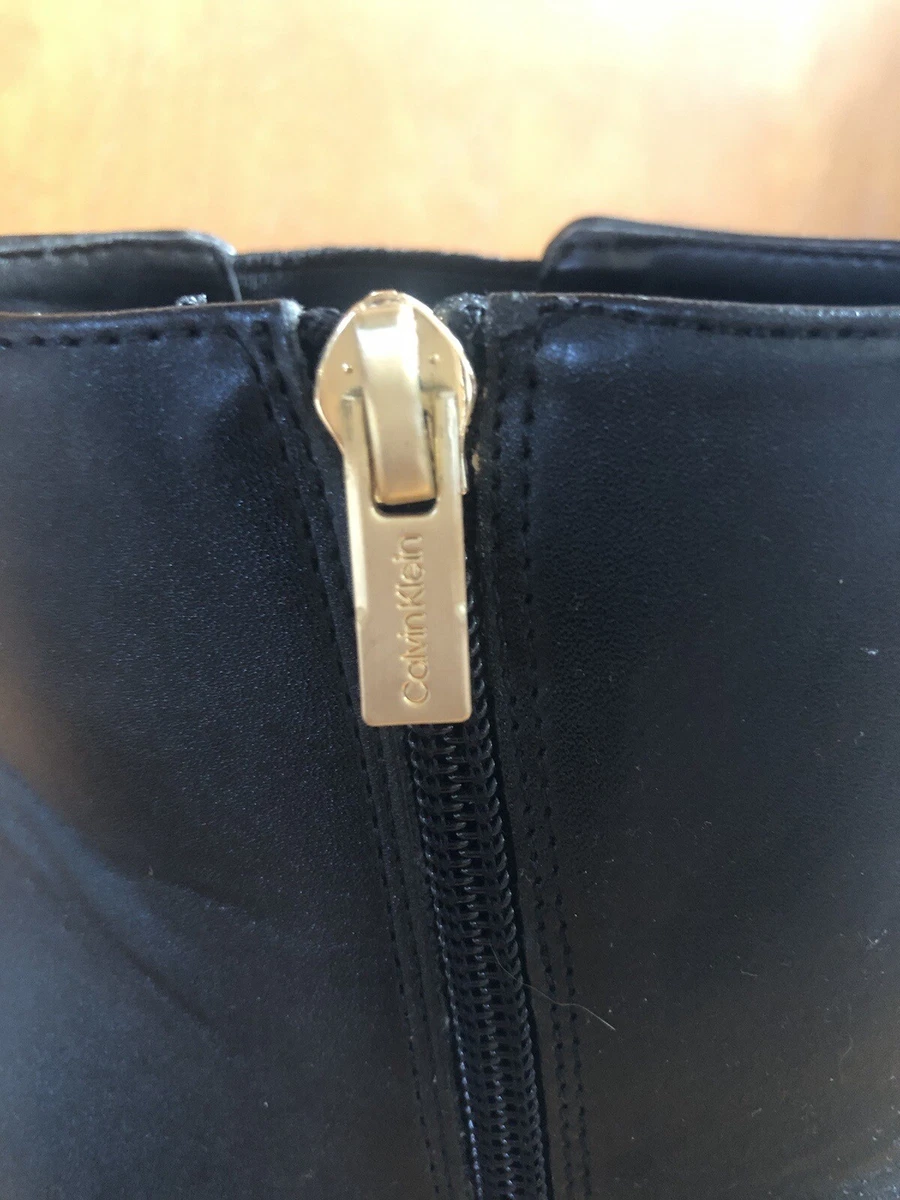 Calvin klein black boots with gold zipper outlet