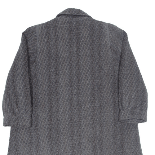 Vintage SCHERER City Line Womens Trench Coat Grey Wool 90s Striped L - Picture 4 of 8