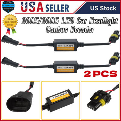 2PC 9005/9006 LED Headlight Canbus Decoder Error Anti Flicker Resistor Canceller