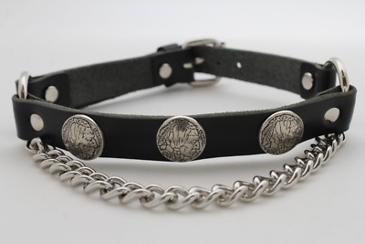 Paire De Chaînes Bracelet Pour Bottes Moto Homme - Noir Simili Cuir