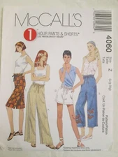 McCalls 4060 Misses Pants Shorts in 2 Lengths Pattern 16-22 L XL One Hour UC FF