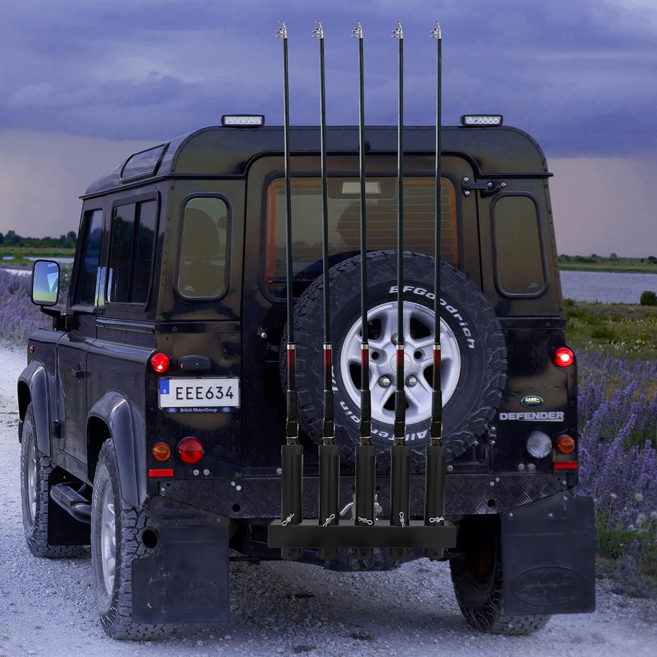 Hitch Mount Fishing Rod Holder, Fishing Pole Rack for Truck with 5Rod