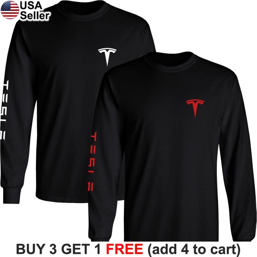 Tesla Long Sleeve T-Shirt Motors Logo Model S 3 X Y Elon Musk Racing Chest BTS02 - Picture 8 of 24