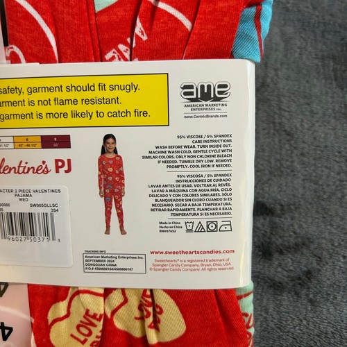 Sweethearts Pajamas Set Valentines Day 2-PC Red Candies Girls Size 4 NWT - Picture 4 of 5