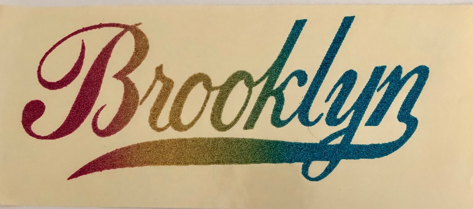 Original Vintage Brooklyn Glitter Iron On Transfer Gem