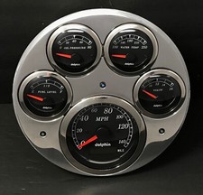 1949 1950 Chevy Car Gps 5 Gauge Dash Panel Cluster Insert Set Black