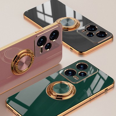 Phone Case For Xiaomi Redmi Note 12 11 Pro Mi Poco X5 Plating Ring Holder Cover