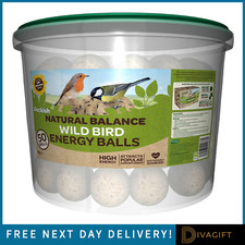 Image of 50 ENERGY FAT BALLS FOR WILD BIRD ALL SEASON TREATS PECKISH NATURAL BALANCE NEW