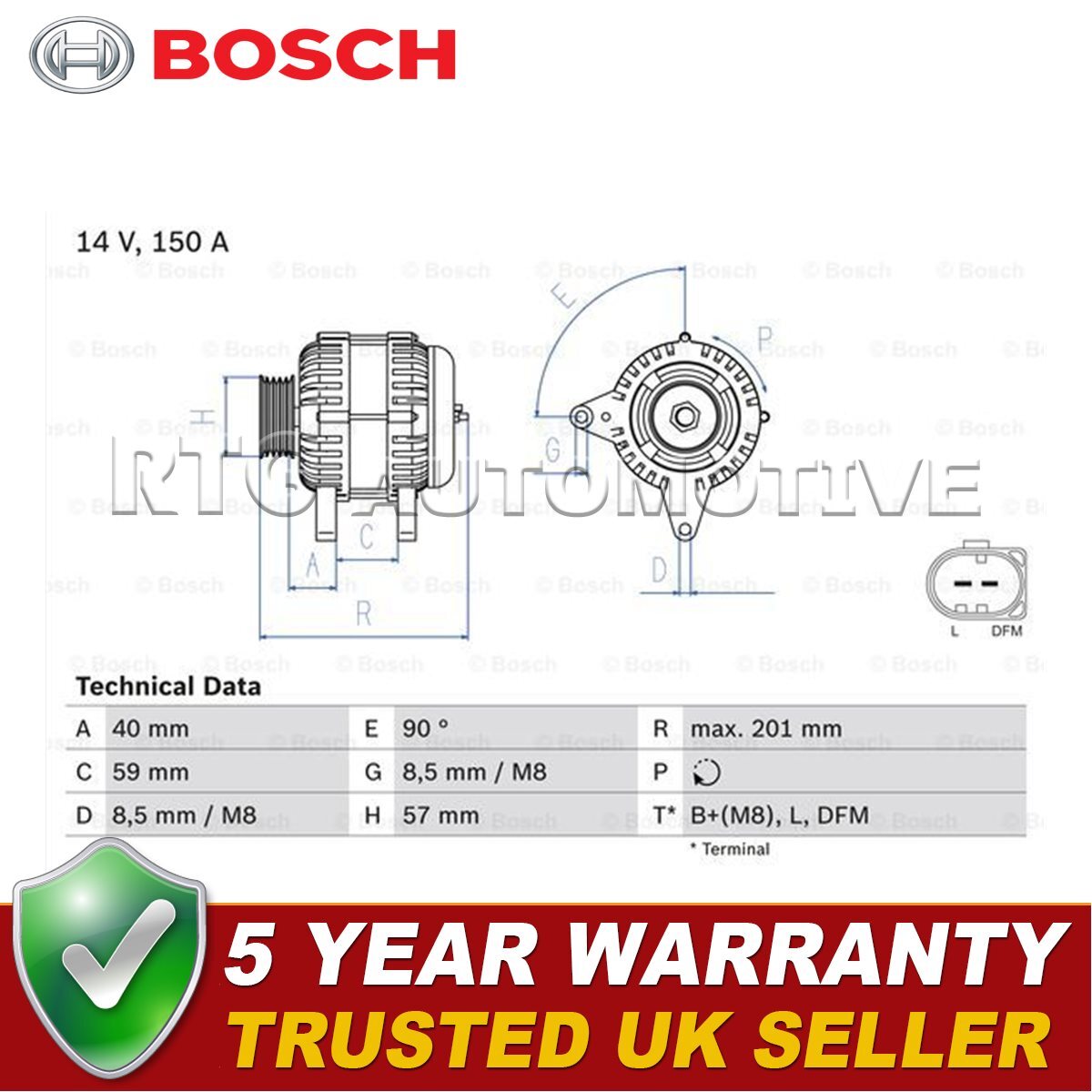 Bosch Alternator for VW Transporter Dodge Caliber Journey Jeep Patriot-image