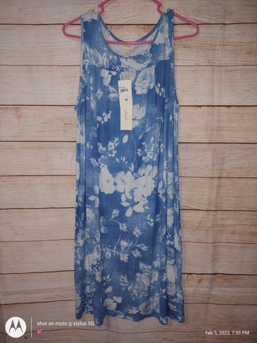 Greige Denim Floral Midi Dress NWT L - Picture 5 of 6