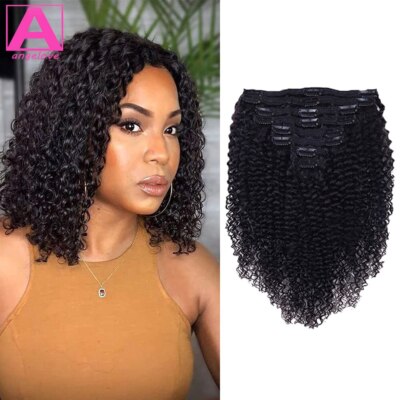 Kinky Curly Clip In Human Hair Extensions 120g/Set Natural