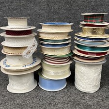 Unique Lot Of 24 Vintage Spools Of Ribbon Upscale Variety See Photos BR-11