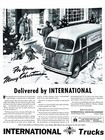 1946 CHRISTMAS DELIVERY TRUCK Large Vintage Print Ad International Harvester