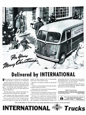 1946 CHRISTMAS DELIVERY TRUCK Large Vintage Print Ad International Harvester