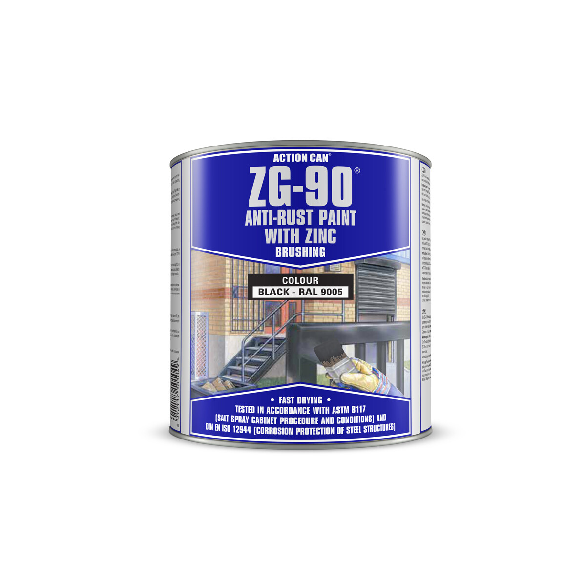 Action Can ZG-90 Black Cold Zinc Galvanising Brushable Paint Anti Rust 900ml