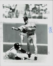 Press Photo Boston Red Sox Luis Rivera tags base runner out - afa25805