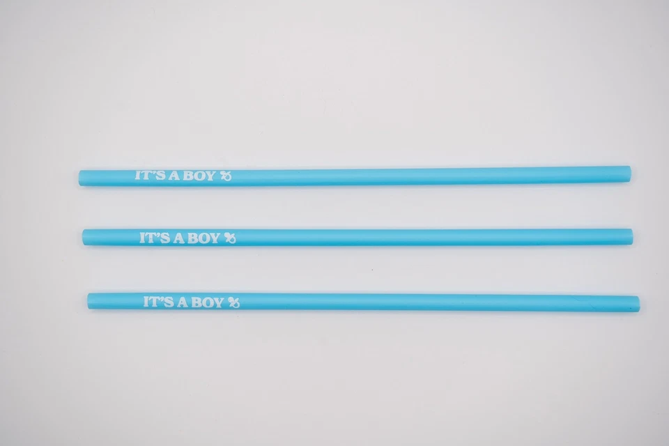 100 pajitas de baby shower, azul claro, niños, 100 % compostables PLA Foto 3 de 3