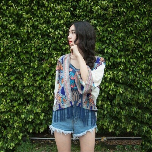 Women Chiffon Cardigan Kimono Ethnic Style Suspenders Vest Set Japanese Chic