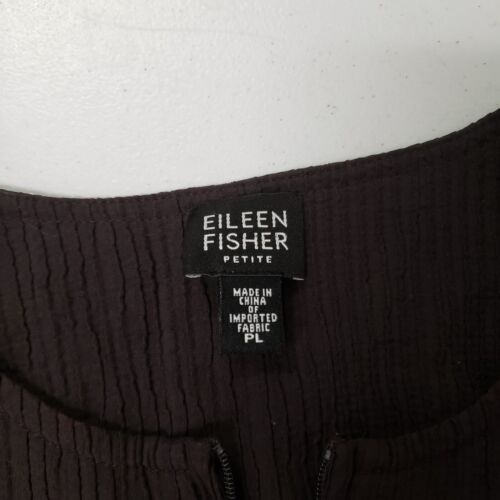 Eileen Fisher Women Textured Full Zip Jacket Size L Petite Brown Stretch Ethical - Picture 3 of 9