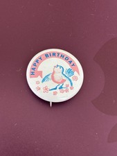 Vintage Happy Birthday Bluebird Button Pin Standard Publishing Made In USA