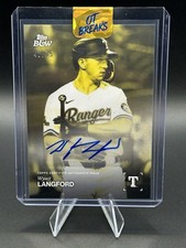 2025 Topps Black & White Wyatt Langford Yellow Auto 41/75 #054-A Rangers