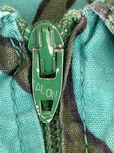 VTG 60'S SLEEVELESS ZIP FRONT TROPICAL FLORAL TOP SHIRT GREEN L Hawaiian tiki - 第 7/11 張圖片