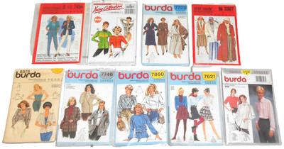 9 x BURDA NEUE MODE SCHNITT-MUSTER-BOGEN VINTAGE RETRO 80er-90er NÄHEN KONVOLUT
