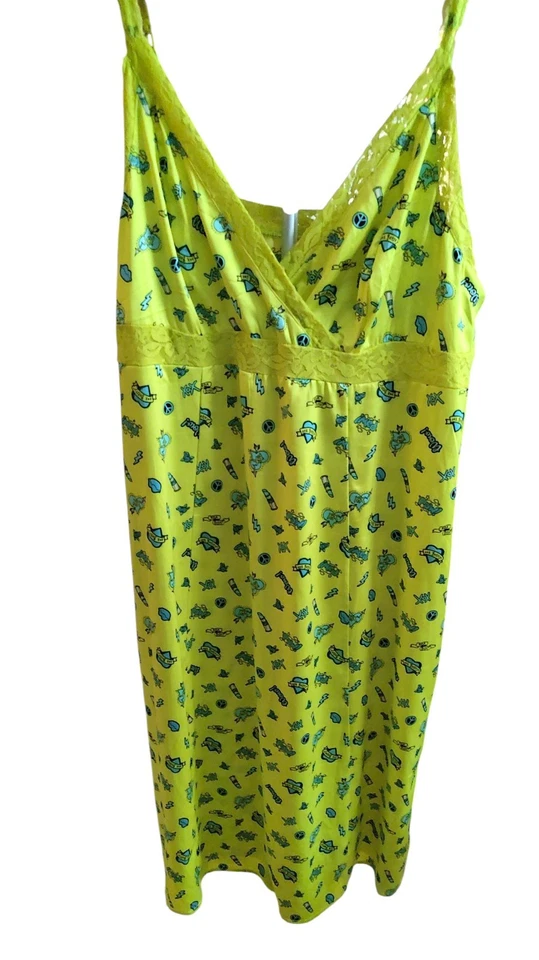 Vestido Feminino Betsey Johnson X Tórrido Amarelo Midi Cetim Renda 1X Logotipo Anos 90 Y2K - Imagem 3 de 4