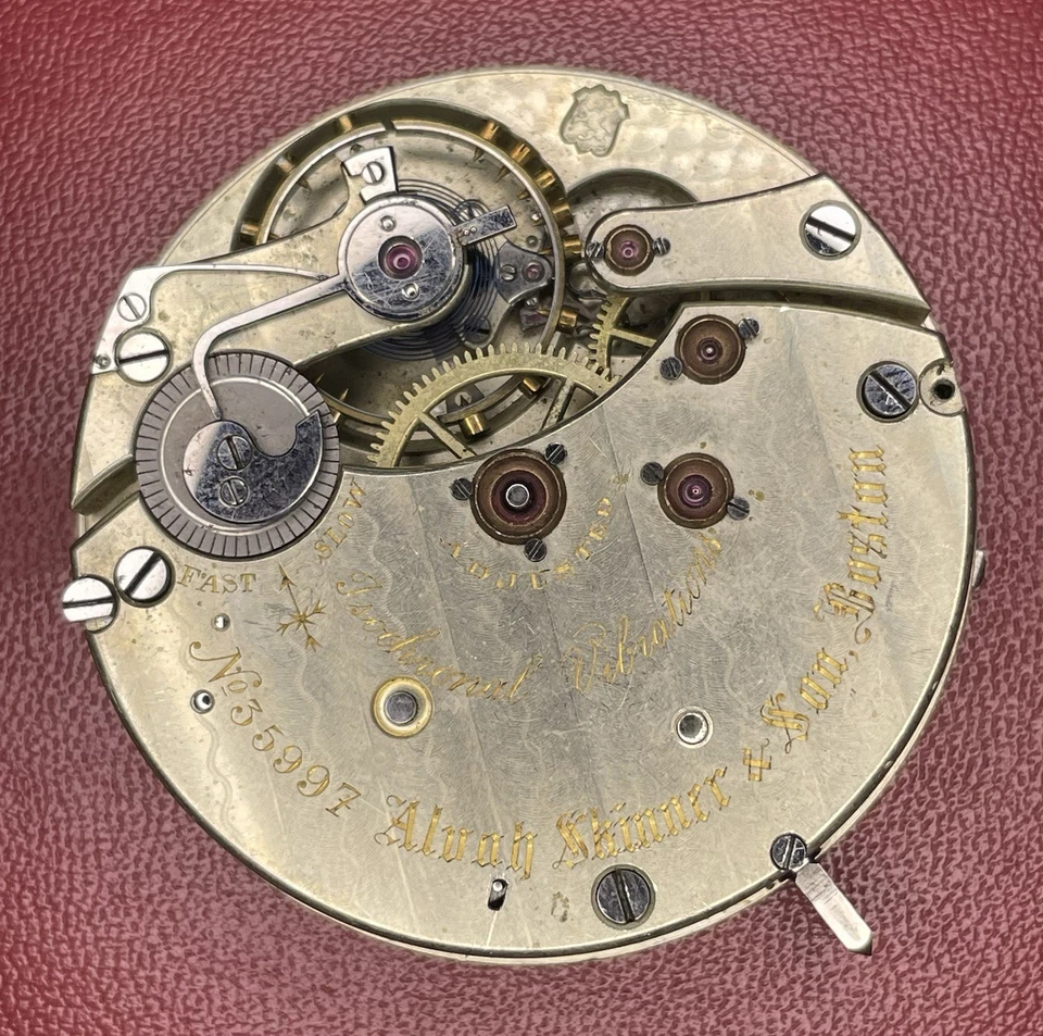 Alvah Skinner & Son Boston Key-Wind Pocket Watch Movement Isochronal Vibrations - Image 2 of 4