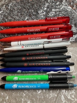 Konvolut 11 Asst. Airline Kugelschreiber, Air Canada, AeroMexico, Cathay Pacific, Emirates