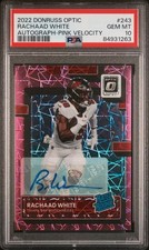 2022 PANINI DONRUSS OPTIC #243 RACHAAD WHITE AUTOGRAPH PINK VELOCITY /50 PSA 10