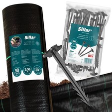 Tela no tejida para malezas 2x50 m 90 g con 100 anclajes de suelo 12 cm tela ...