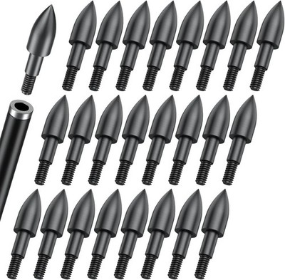 24 Pcs 100 Grain Field Tips, 5/16'' Screw-In Bullet Points Archery Arrow Tips, St