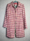 Anne Klein Pink Tan Beige Wool Blend Tweed Plaid Coat Overcoat Size 4/SMALL