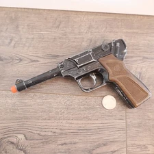 Vintage Gonher German Luger Style Police 8 Shot Diecast Cap Gun Made in Spain