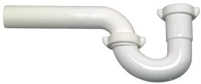 Lavatory Wall Drain P Trap, White Plastic, 1.25 In. O.D. - 823-641