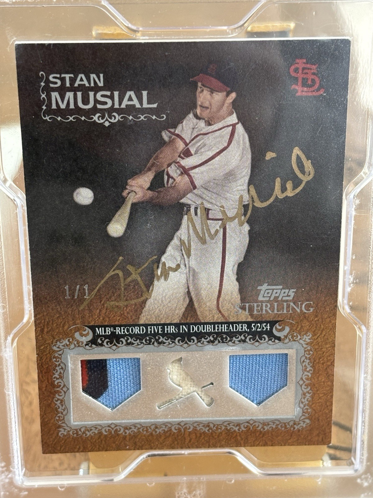 Stan Musial Topps Sterling 1/1 Autograph Patch Card PSA view 2