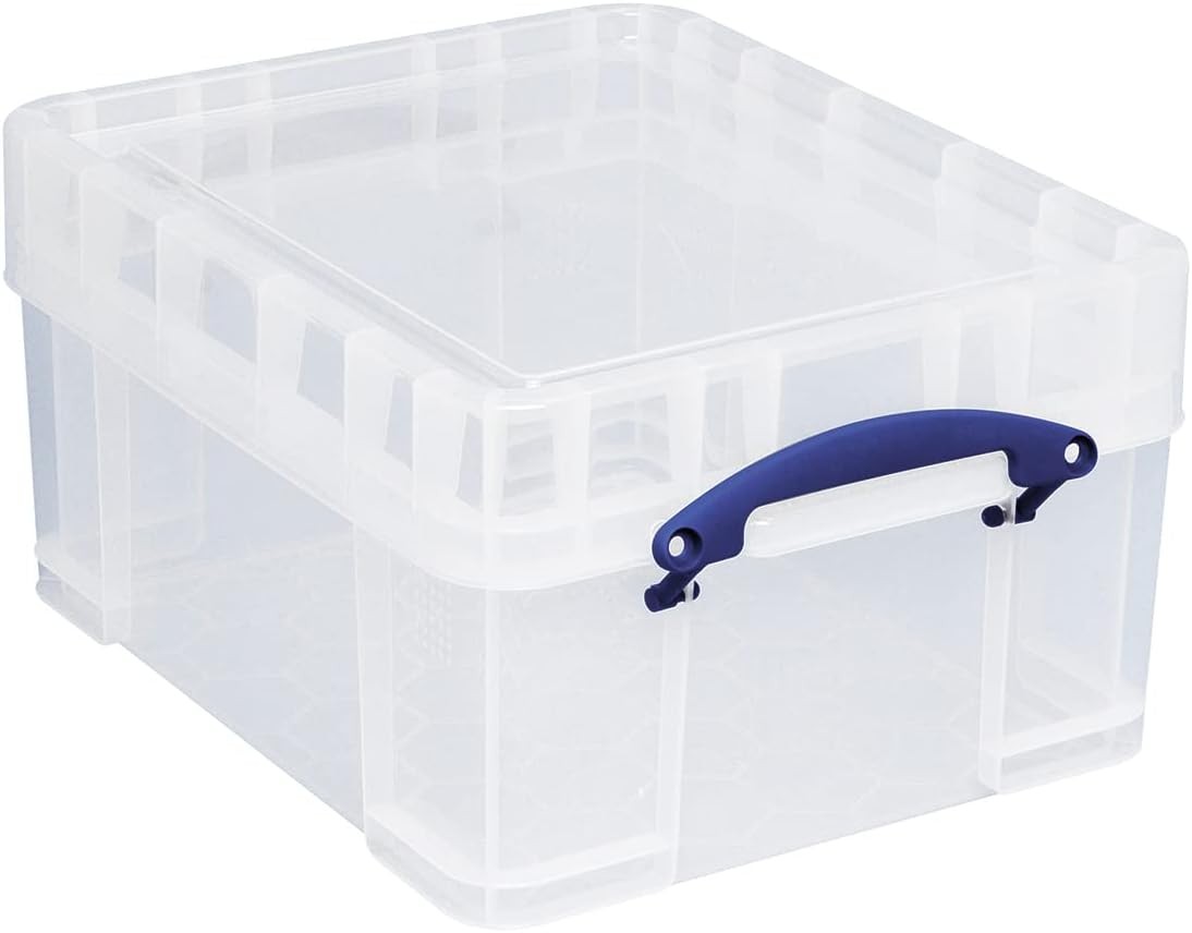 Really Useful Box Plastic Storage 21 Litre with XL Lid Clear 21