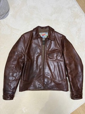 AERO Leather Brown Leather Jacket Size 36 Zipper Pockets Genuine Leather Men's