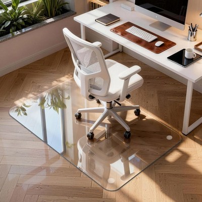 Heavy Duty 36''x46'' Tempered Glass Chair Mat - 0.2 Inch Thick, Scratch Resistant