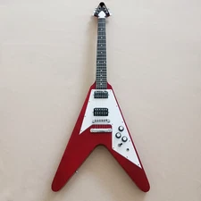 Flying V Electric Guitar Mahogany Body Rosewood FB Maple Neck No Logo In Red