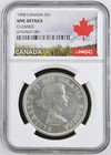 Canada 1958 Silver Dollar - NGC Graded Special Label - Bullion Value Approx: $43