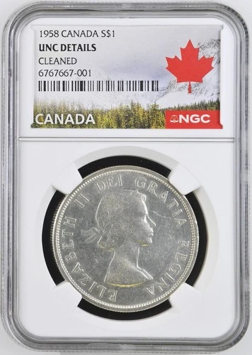 Canada 1958 Silver Dollar - NGC Graded Special Label - Bullion Value Approx: $43