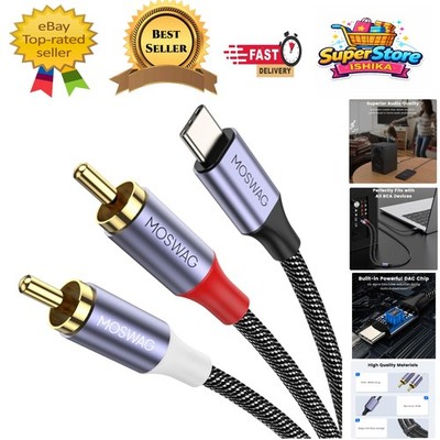 Langlebiges USB C auf Cinch Audio Kabel, 6,6 Fuß Nylon geflochten mit hervorragendem Klang